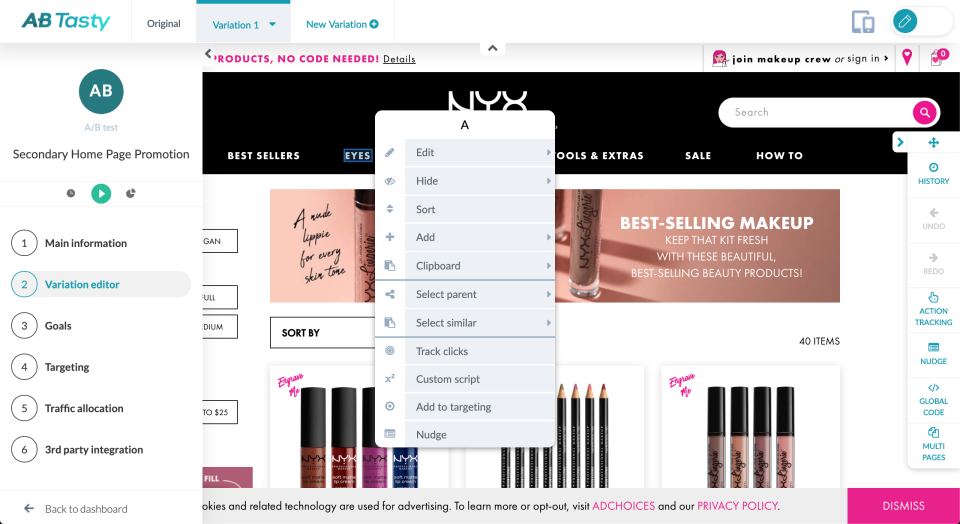 screenshot of AB Tasty